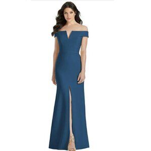 Off The Shoulder Crepe Dress Size 14 Style 3038